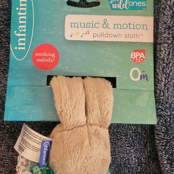Infantino Music & Motion Pulldown Musical Plush Sloth with Multi-Texture Teether - Picture 7 of 7
